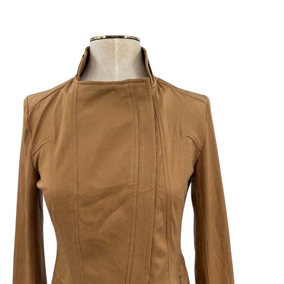 Clara‎ Sun Woo Liquid Leather Moto Jacket Camel Tan Size XS - Picture 3 of 14